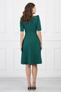 Rochie office din stofa verde cu funda maxi pe bust