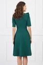 Rochie office din stofa verde cu funda maxi pe bust