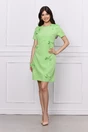Rochie office verde cu fundite