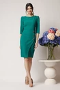 Rochie office din stofa verde cu nasturi pe fusta