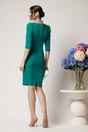 Rochie office din stofa verde cu nasturi pe fusta