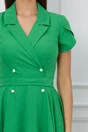 Rochie office verde cu nasturi si cordon decorativ in talie