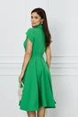 Rochie office verde cu nasturi si cordon decorativ in talie