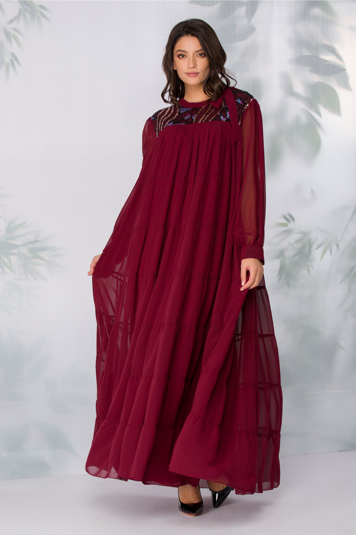 Rochie olympia bordo cu paiete