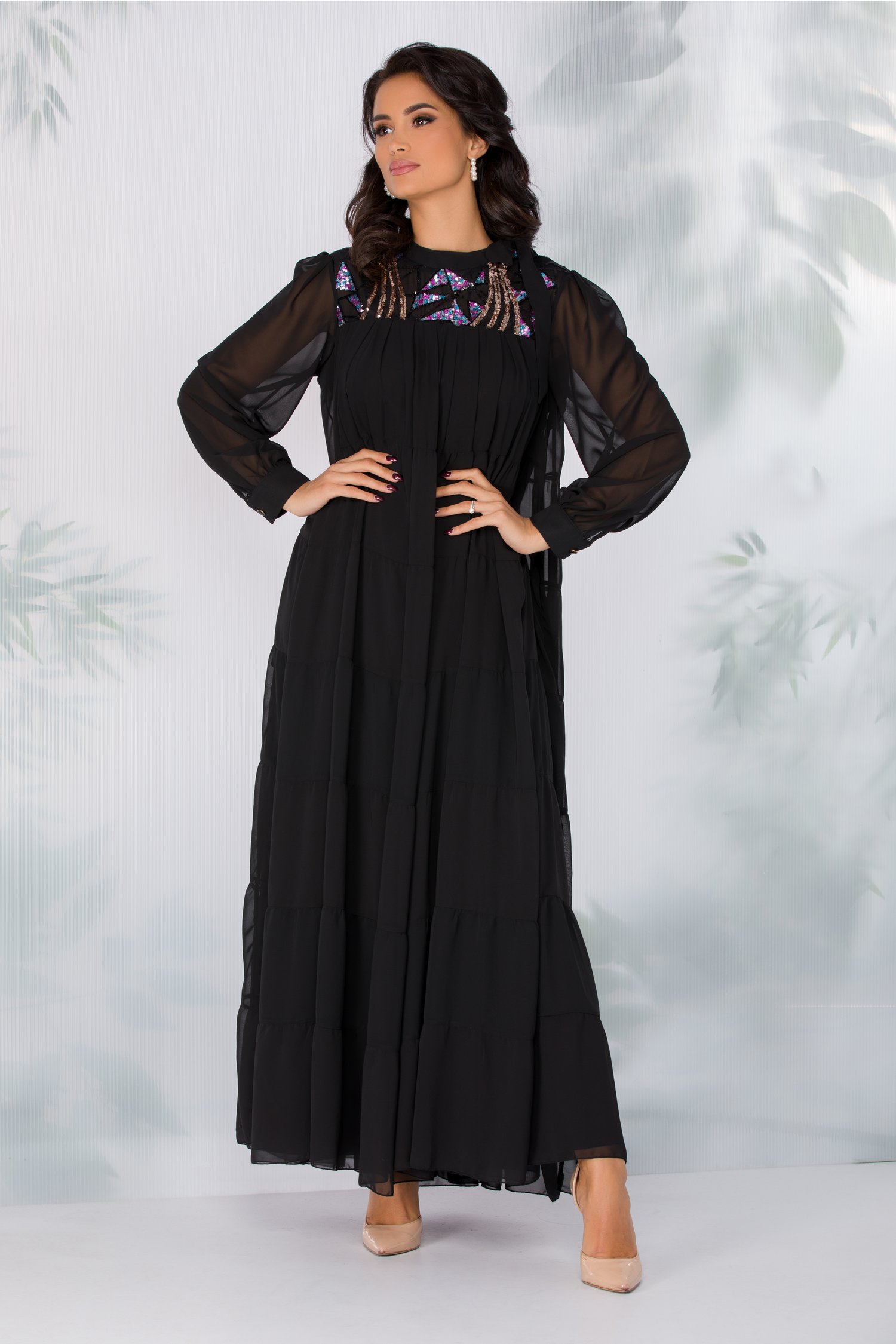 Rochie olympia neagra cu paiete