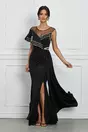 Rochie Pamela lunga neagra cu perle
