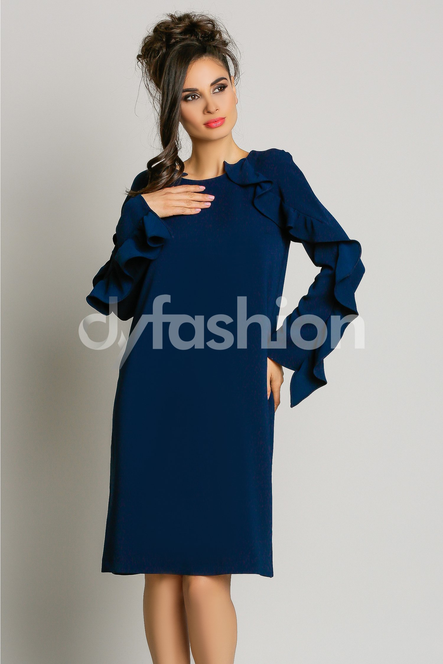 Rochie Patty Bleumarin cu Volanase