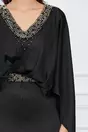 Rochie Ramira neagra cu capa si perle metalice