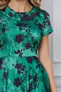 Rochie Ramona verde cu imprimeuri negre si guler rotund