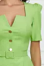 Rochie Ramona verde cu nasturi decorativi si curea in talie