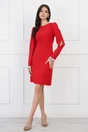 Rochie rosie cu strasuri la maneci