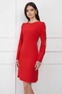 Rochie rosie cu strasuri la maneci