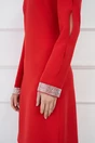 Rochie rosie cu strasuri la maneci