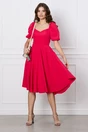Rochie rosu zmeura cu elastic la umeri