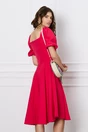 Rochie rosu zmeura cu elastic la umeri