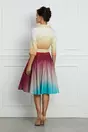 Rochie Sabrina multicolora cu bust galben si cordon in talie