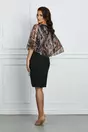 Rochie Sabrina neagra cu animal print bej la bust