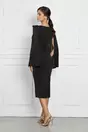 Rochie Sabrina neagra cu fornseu si strasuri