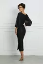 Rochie Sabrina neagra cu imprimeuri discrete satinate
