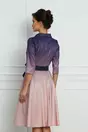 Rochie Sabrina roz-mov in degrade cu rever si cordon in talie