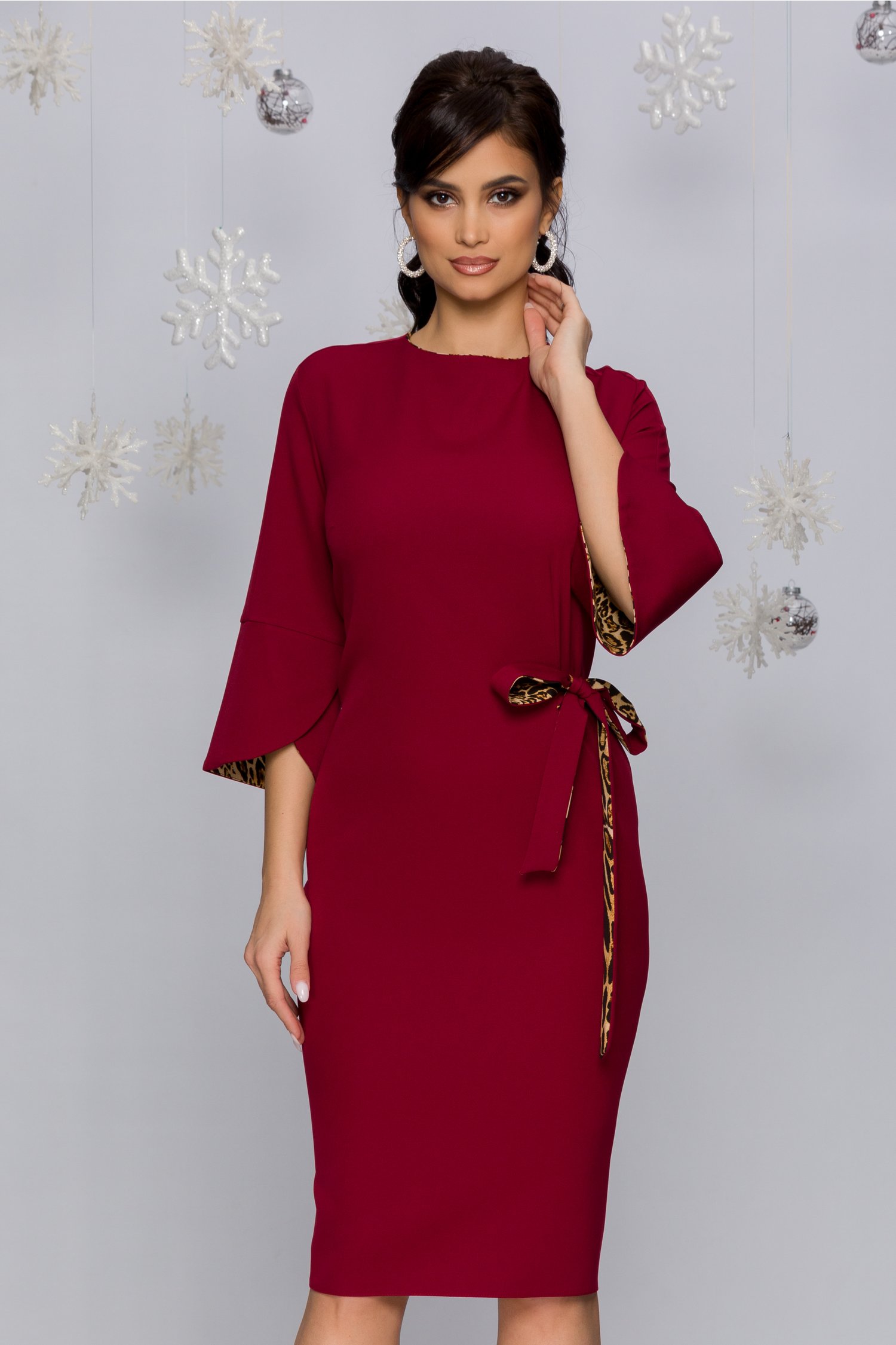 Rochie samira bordo cu cordon pe o parte