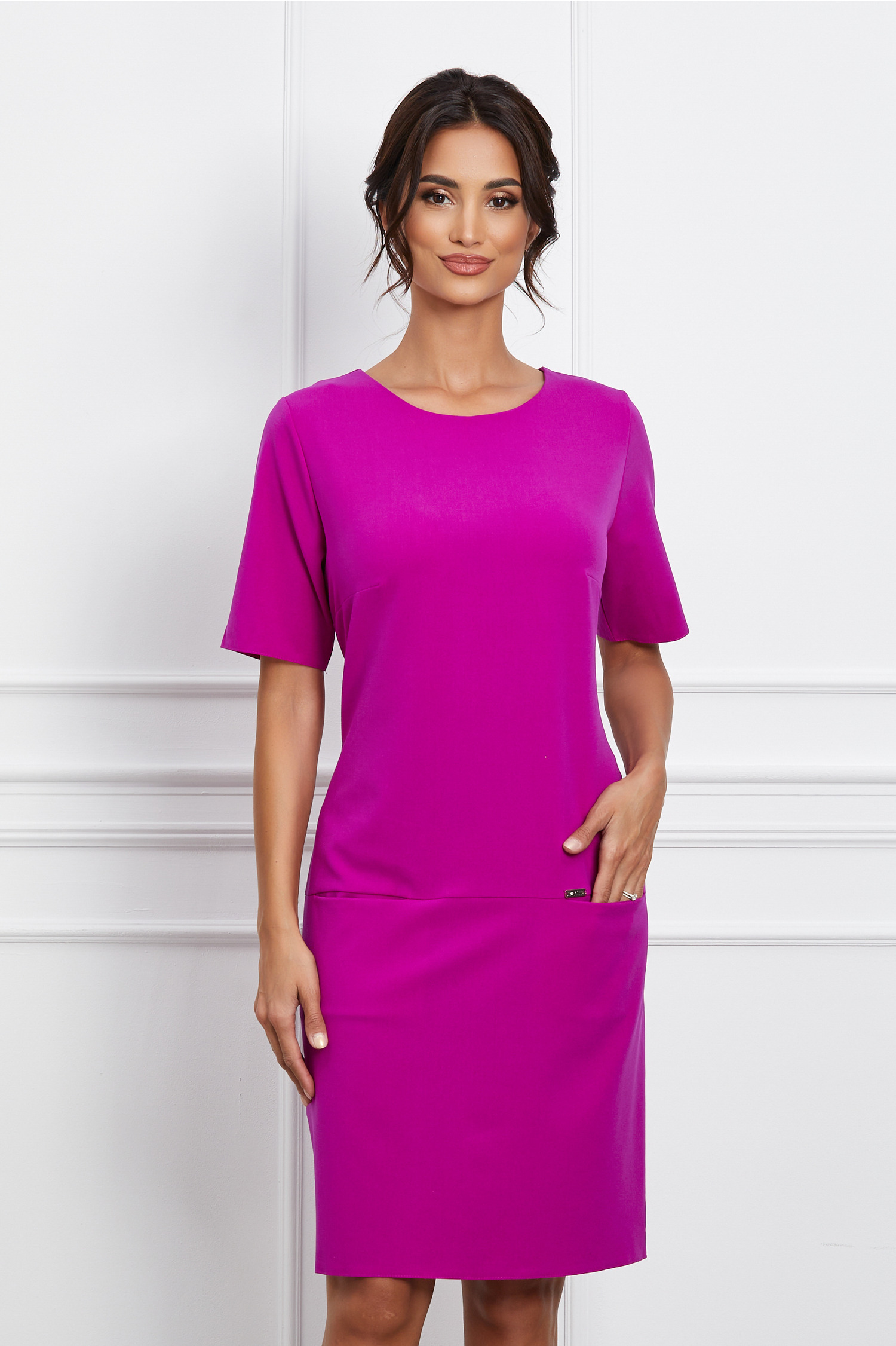 Rochie fucsia cu buzunare