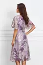 Rochie Sara lila cu insertii aurii si imprimeu floral