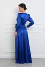 Rochie Sara lunga albastra cu cordon in talie