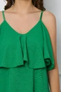 Rochie Sara verde lunga cu volane