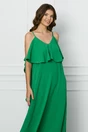 Rochie Sara verde lunga cu volane