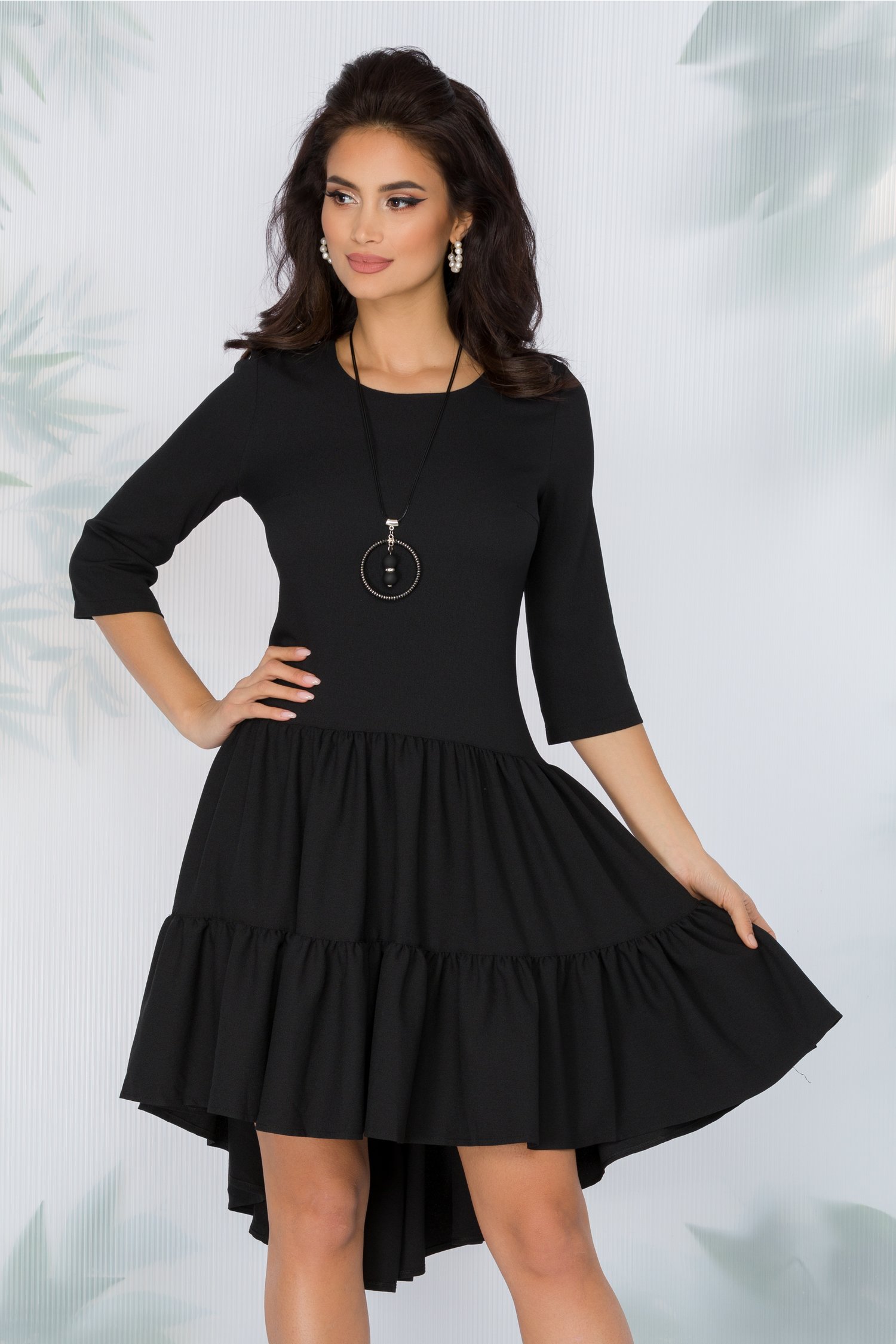 Rochie sarah neagra cu volan