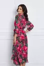 Rochie Serena cu imprimeu exotic roz si verde