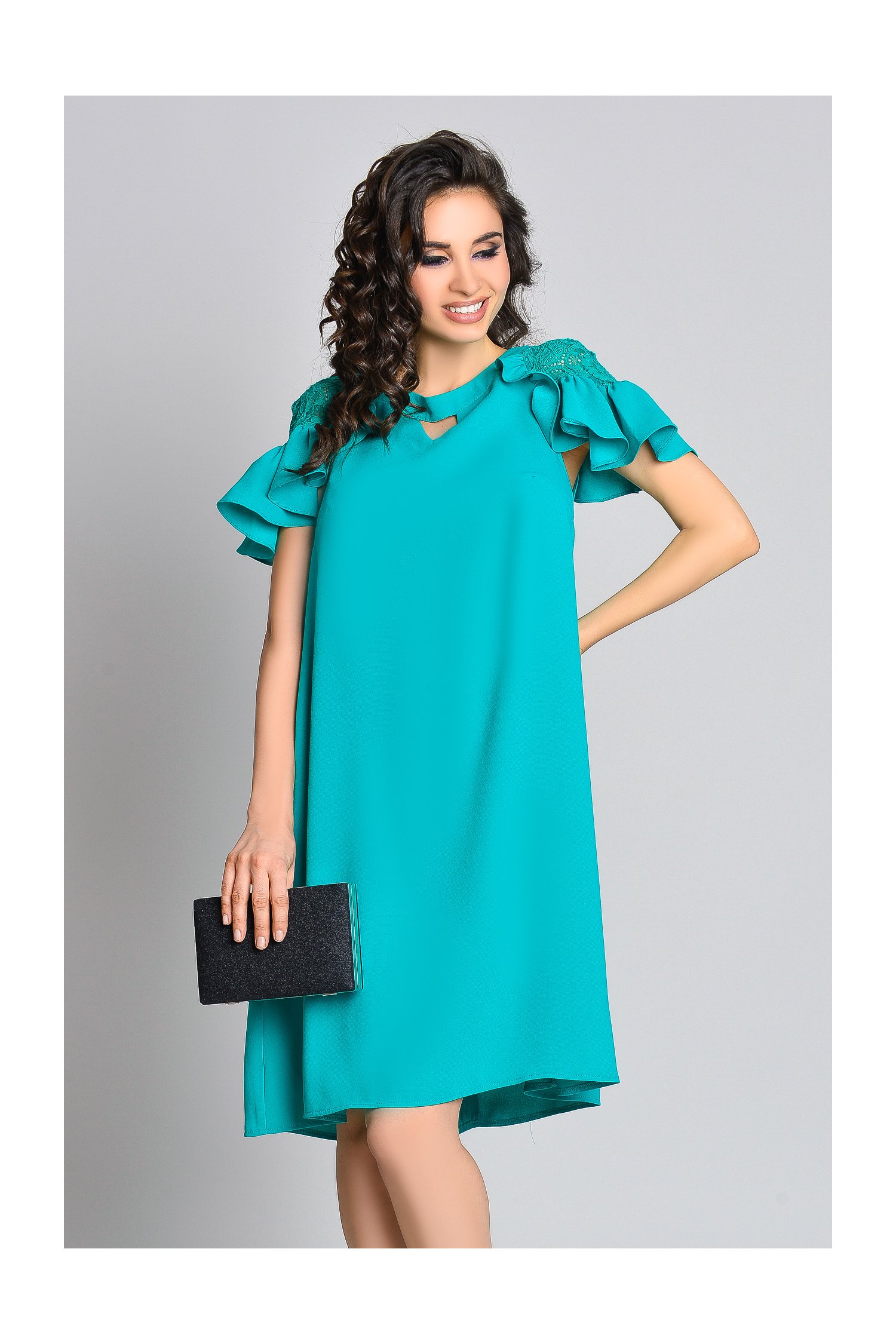 Rochie Several Verde Scurta de Ocazie