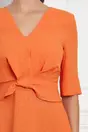 Rochie Simina orange cu peplum in talie