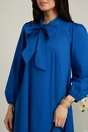 Rochie smart-casual din bumbac albastra cu funda