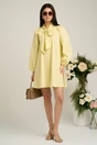 Rochie smart-casual din bumbac galbena cu funda