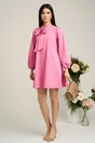 Rochie smart-casual din bumbac roz cu funda