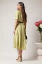 Rochie smart-casual din viscoza galbena tip camasa cu nasturi si curea