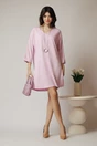Rochie smart-casual din viscoza roz cu funda din satin la spate