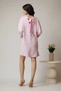 Rochie smart-casual din viscoza roz cu funda din satin la spate