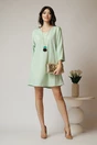 Rochie smart-casual din viscoza verde mint cu funda din satin la spate
