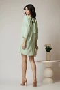 Rochie smart-casual din viscoza verde mint cu funda din satin la spate
