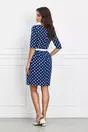 Rochie Sonia bleumarin cu buline si cordon in talie
