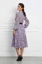 Rochie Tamara lila cu animal print si curea in talie