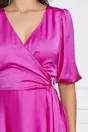 Rochie Teodora fucsia cu catarama in talie