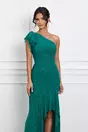 Rochie Teodora verde cu glitter si lungime asimetrica