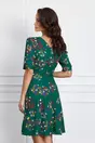Rochie Theo verde din voal cu imprimeu floral caramiziu