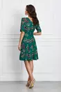 Rochie Theo verde din voal cu imprimeu floral caramiziu