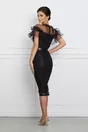 Rochie Timeea neagra cu guler si curea in talie