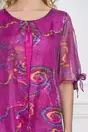 Rochie Tina magenta cu capa din voal cu imprimeu rosu